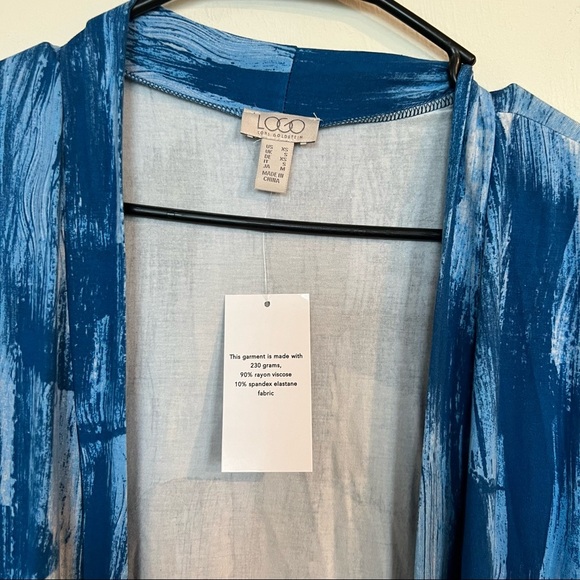 LOGO by Lori Goldstein Rayon 230 Petite Duster w/ Chiffon Hem size XS - Picture 2 of 8